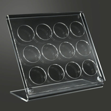Clear Acrylic 12 Compartment Gemstone Jar Holder - Jars Diameter 1-1/8" 