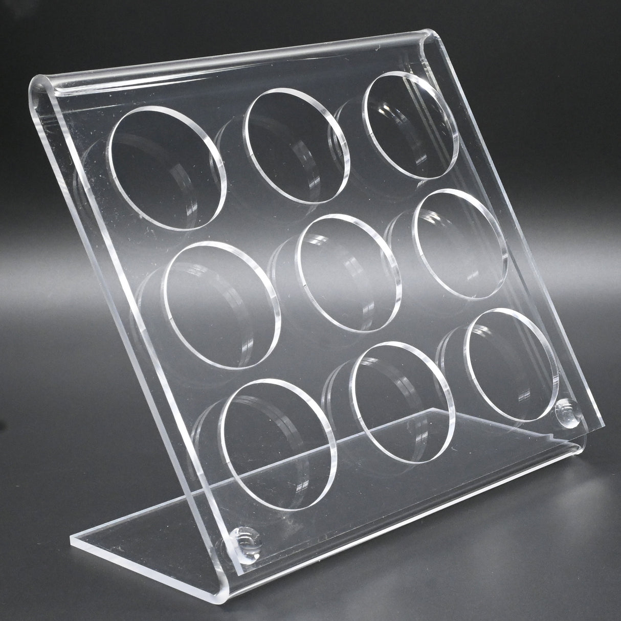 Clear Acrylic 9 Compartment Gemstone Jar Holder Easel - Jars Diameter 1-3/8"