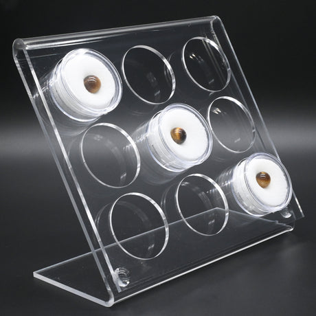 Clear Acrylic 9 Compartment Gemstone Jar Holder Easel - Jars Diameter 1-3/8"
