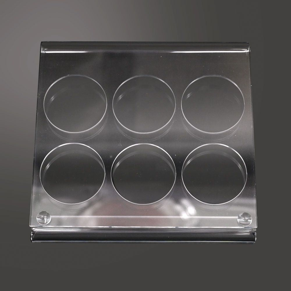 Clear Acrylic 6 Compartment Gemstone Jar Holder Display - Jars Diameter 1-3/4" 