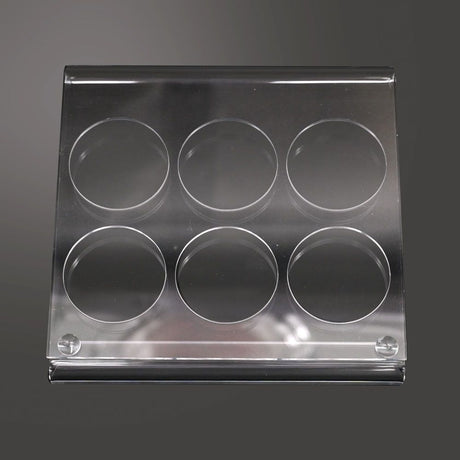 Clear Acrylic 6 Compartment Gemstone Jar Holder Display - Jars Diameter 1-3/4" 