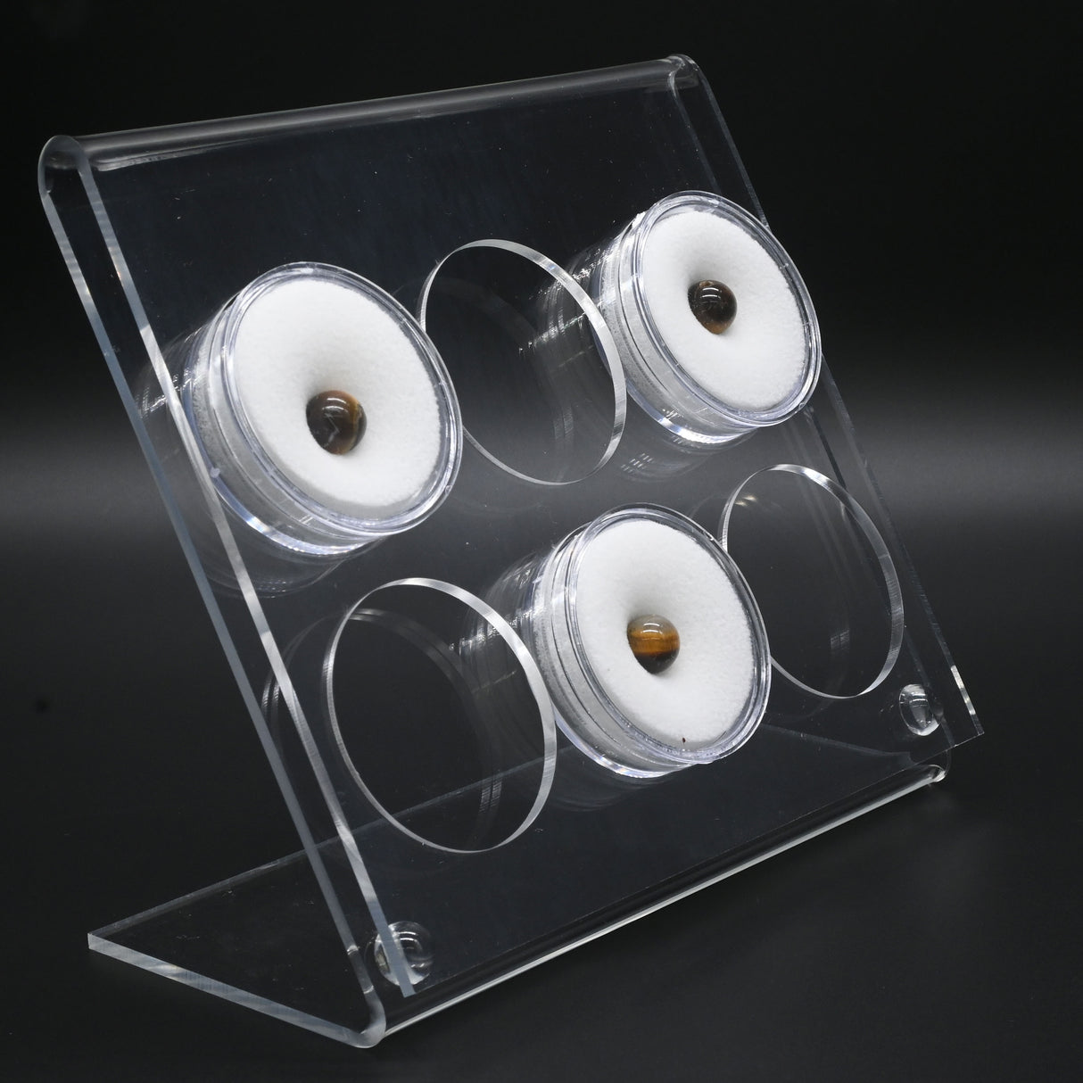 Clear Acrylic 6 Compartment Gemstone Jar Holder Display - Jars Diameter 1-3/4"