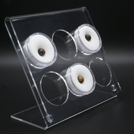 Clear Acrylic 6 Compartment Gemstone Jar Holder Display - Jars Diameter 1-3/4"