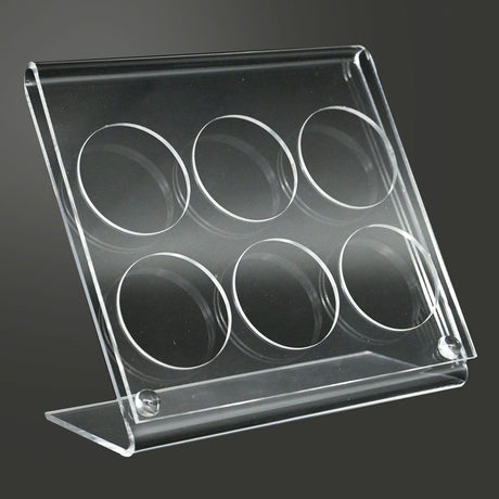 Clear Acrylic 6 Compartment Gemstone Jar Holder Display - Jars Diameter 1-3/4" 