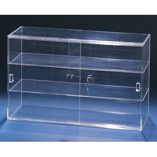 Clear Acrylic 3 Shelves Sliding Door Counter-top Display Showcase 