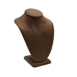 Brown Suede Jewelry Necklace Display Bust - 6-1/4" Tall