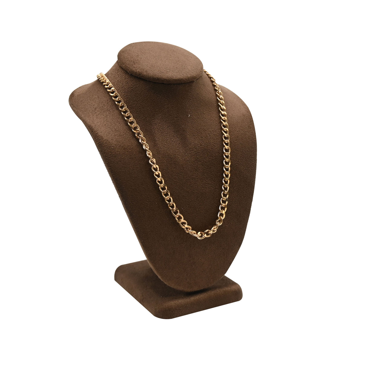 Brown Suede Jewelry Necklace Display Bust - 6-1/4" Tall