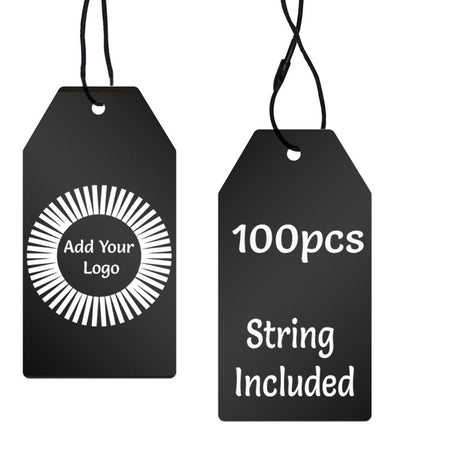 Matte Black Custom Hang Tag Square - 1-1/2" x 3-1/8" (100 pcs)