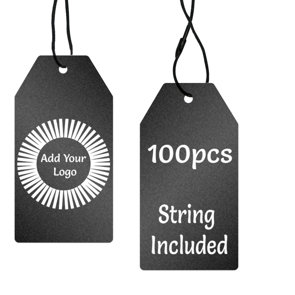 Shimmer Black Custom Hang Tag Square - 1-1/2" x 3-1/8" (100 pcs)