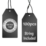 Shimmer Black Custom Hang Tag Square - 1-1/2" x 3-1/8" (100 pcs)