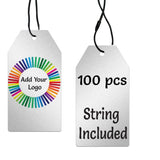 Shimmer Silver Custom Hang Tag Square - 1-1/2" x 3-1/8" (100 pcs)