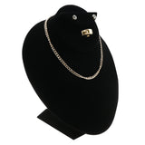 Black Velvet Necklace Bust Display, 9" Tall – Holds Necklace, Ring & Earrings