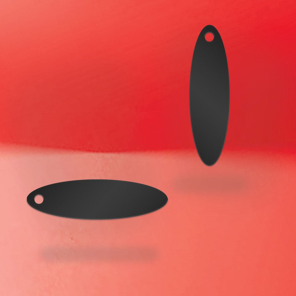 Matte Black Custom Hang Tag- Oval - 1-3/4" x 1/2" (200 pcs)