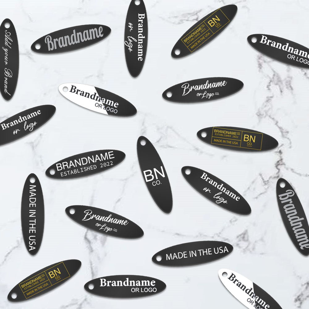 Matte Black Custom Hang Tag- Oval - 1-3/4" x 1/2" (200 pcs)