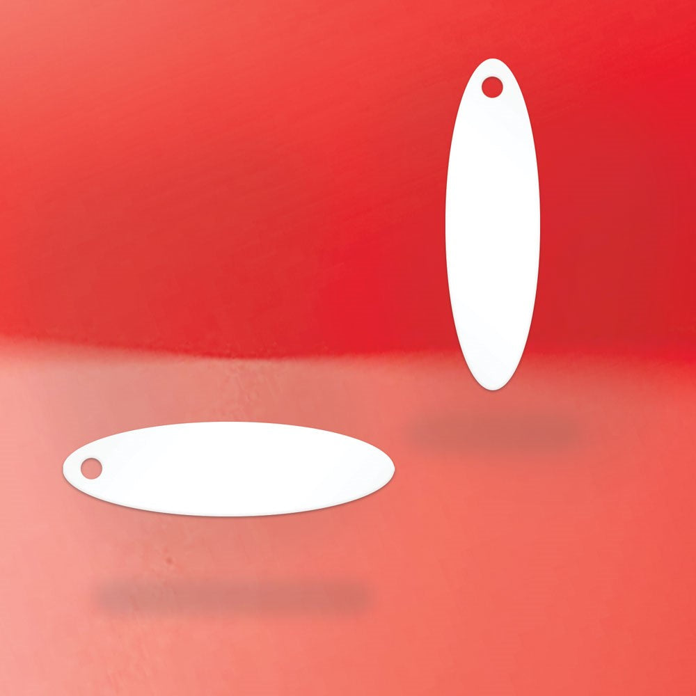 Matte White Custom Hang Tag- Oval - 1-3/4" x 1/2" (200 pcs)