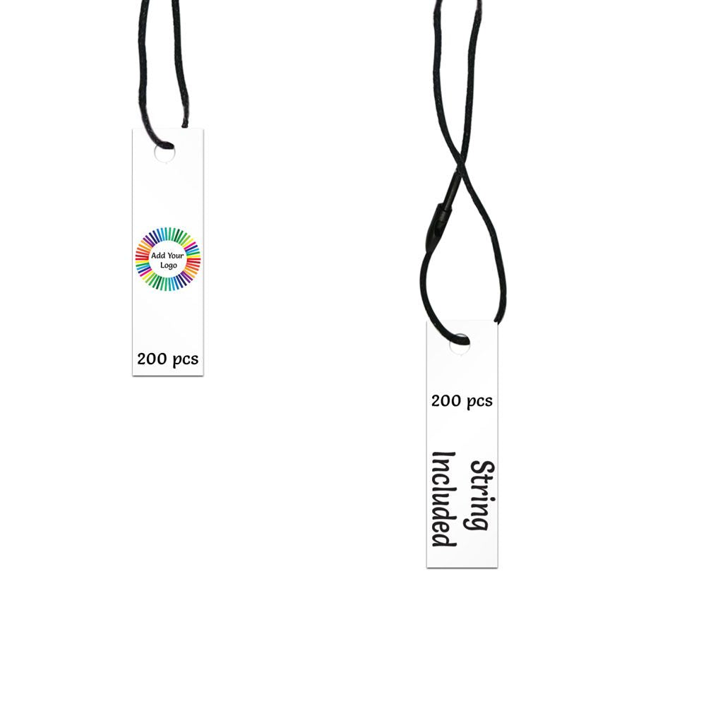 Matte White Custom Hang Tag-Rectangle - 1-3/4" x 1/2"(200 pcs)
