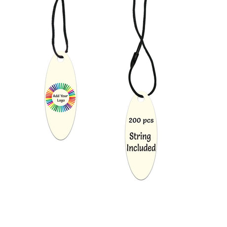 Ivory Custom Hang Tag- Oval - 1-3/4" x 1/2" (200 pcs)