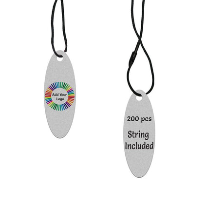 Smoke Grey Custom Hang Tag- Oval - 1-3/4" x 1/2" (200 pcs)