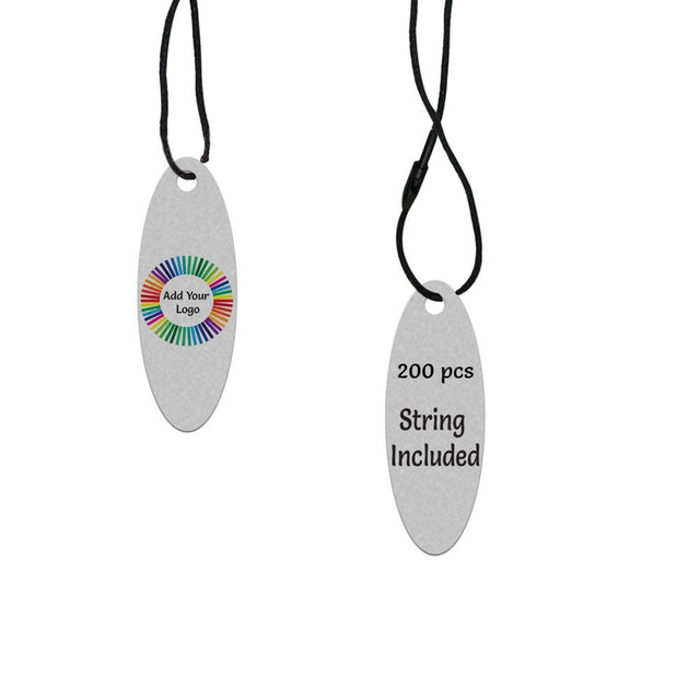 Smoke Grey Custom Hang Tag- Oval - 1-3/4" x 1/2" (200 pcs)