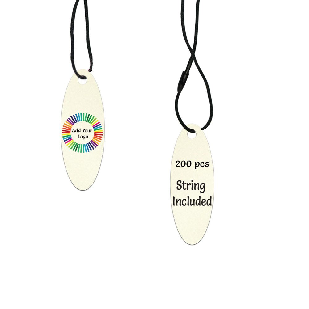 Shimmer White Gold Custom Hang Tag- Oval - 1-3/4" x 1/2" (200 pcs)