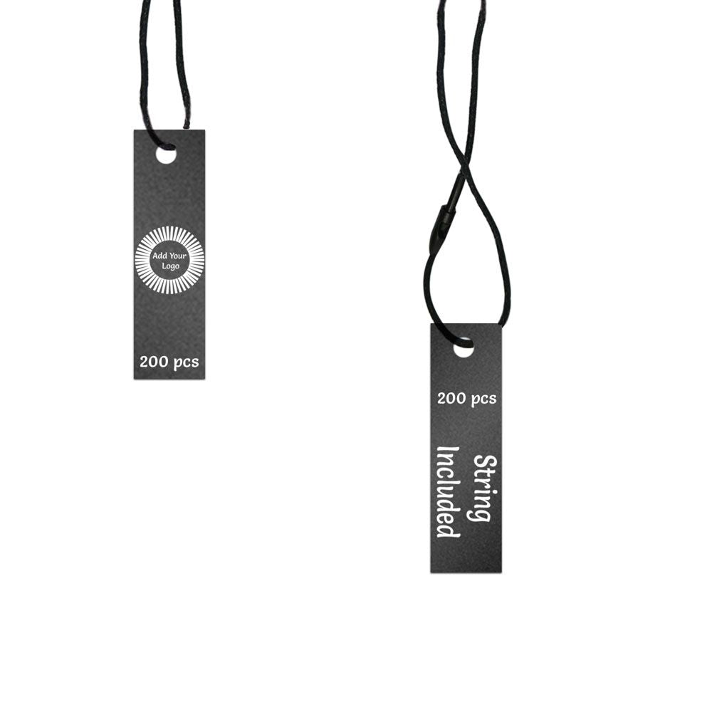 Shimmer Black Custom Hang Tag-Rectangle - 1-3/4" x 1/2"(200 pcs)