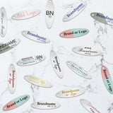Shimmer Silver Custom Hang Tag- Oval - 1-3/4" x 1/2" (200 pcs)