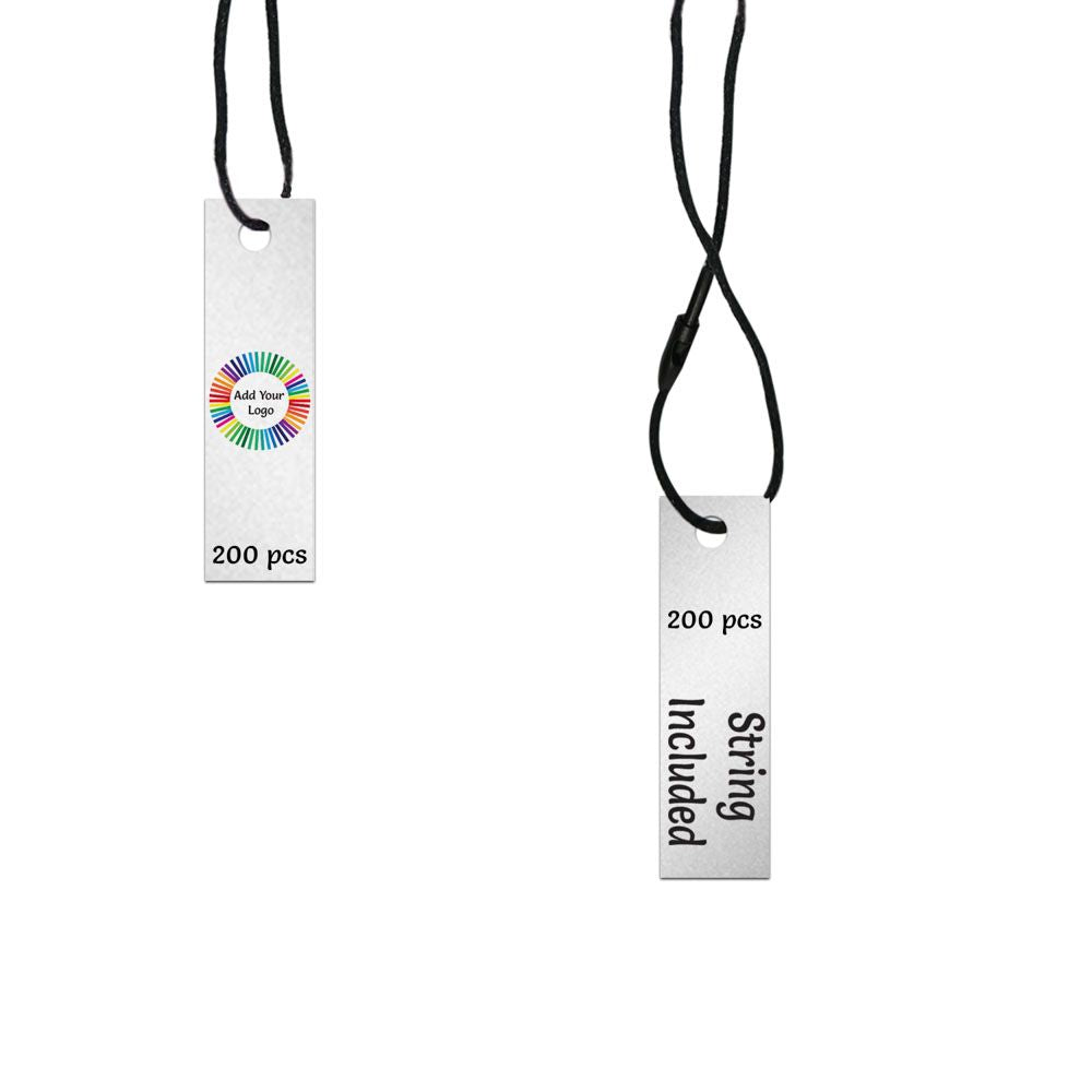Shimmer Silver Custom Hang Tag-Rectangle - 1-3/4" x 1/2"(200 pcs)