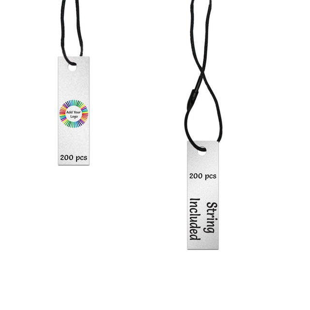 Shimmer Silver Custom Hang Tag-Rectangle - 1-3/4" x 1/2"(200 pcs)