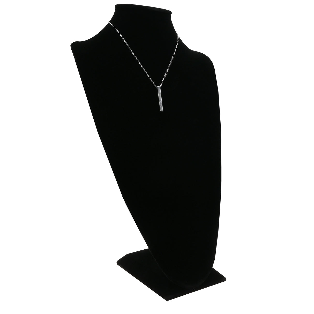 Black Velvet Jewelry Necklace Display Bust, 14-1/2" Tall