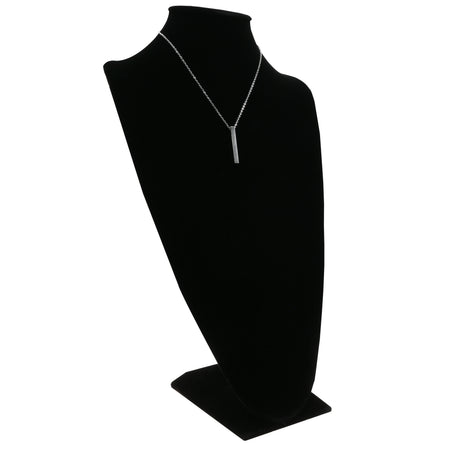 Black Velvet Jewelry Necklace Display Bust, 14-1/2" Tall