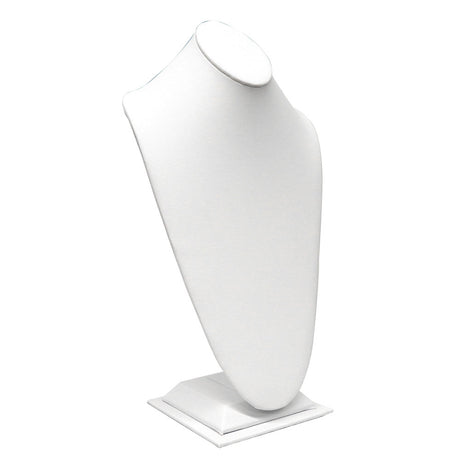 White Leatherette Jewelry Necklace Display Bust, 14-1/2" Tall