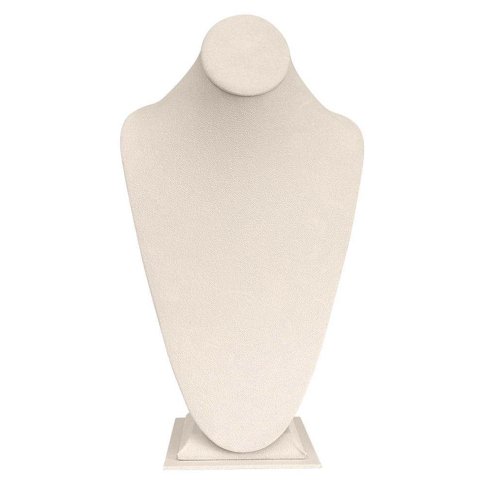 Beige Faux Suede Jewelry Necklace Display Bust, 14-1/2" Tall