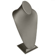 Steel Grey Leatherette Jewelry Necklace Display Bust, 14-1/2" Tall
