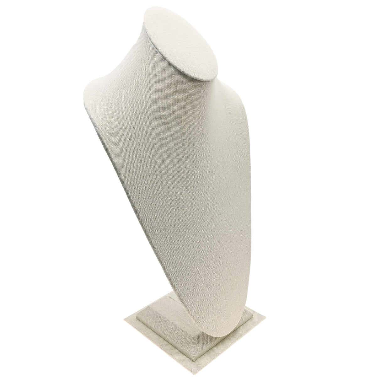 Beige Linen Jewelry Necklace Display Bust, 14-1/2" Tall