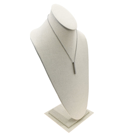 Beige Linen Jewelry Necklace Display Bust, 14-1/2" Tall