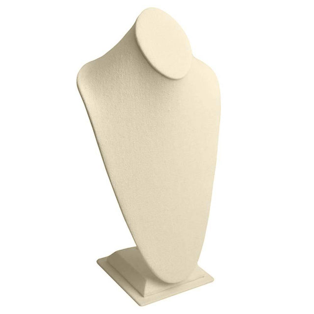 Beige Linen Jewelry Necklace Display Bust, 14-1/2" Tall