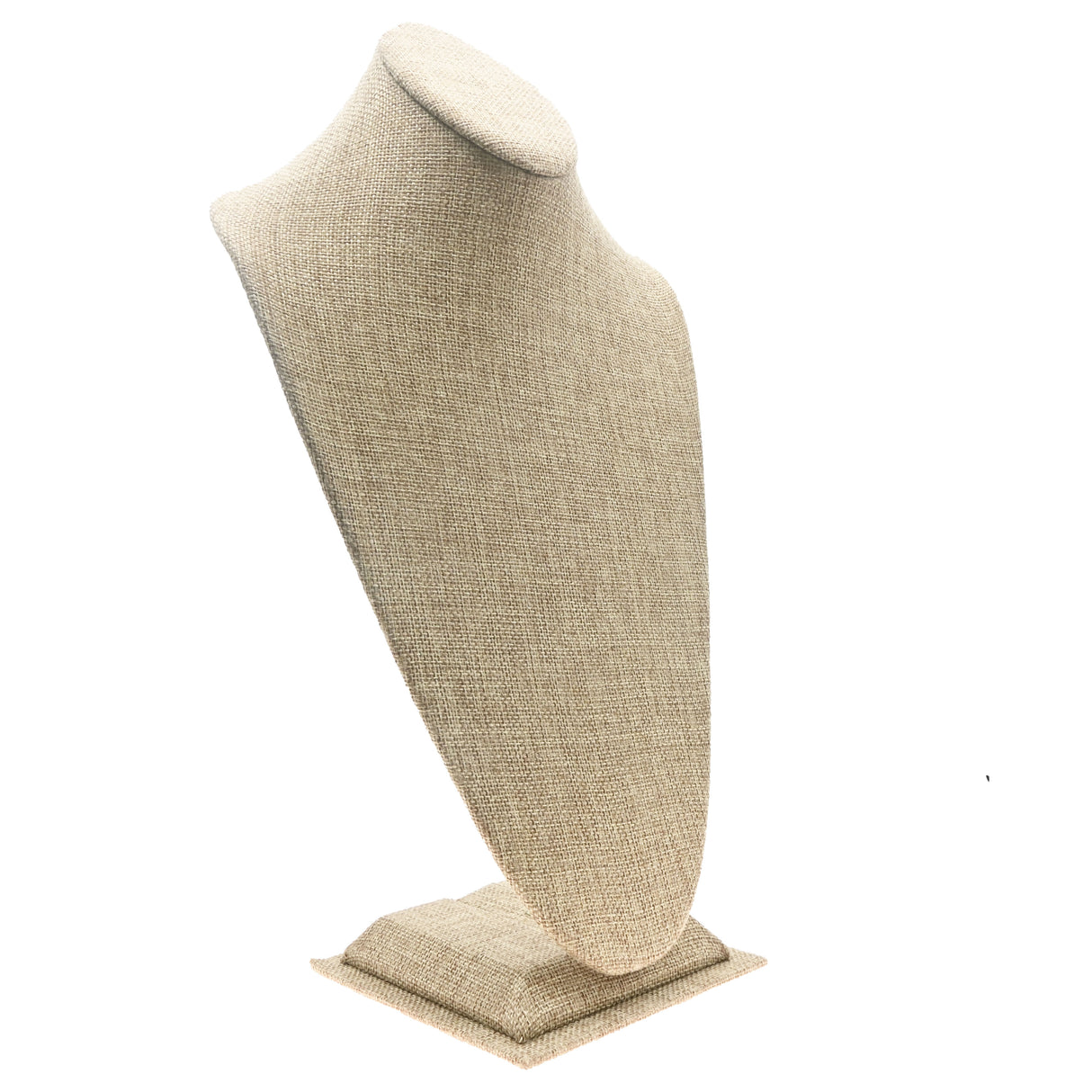 Brown Burlap Jewelry Necklace Display Bust, 14-1/2" Tall