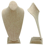 Brown Burlap Jewelry Necklace Display Bust, 14-1/2" Tall