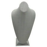 Grey Linen Jewelry Necklace Display Bust, 14-1/2" Tall