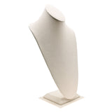 Beige Faux Suede Jewelry Necklace Display Bust, 14-1/2" Tall