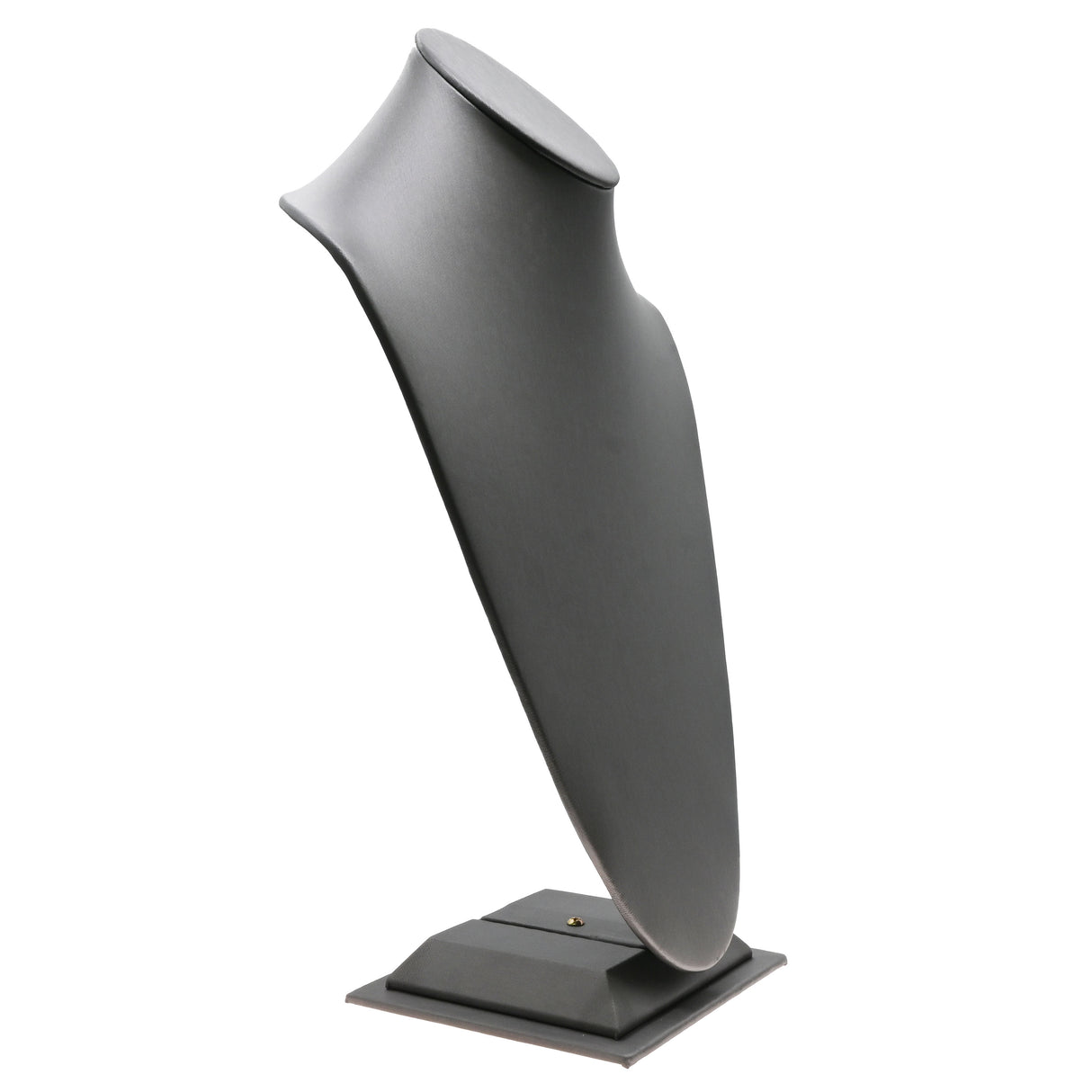 Steel Grey Leatherette Necklace Bust Display, 14.5" Tall