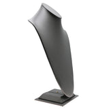 Steel Grey Leatherette Necklace Bust Display, 14.5" Tall