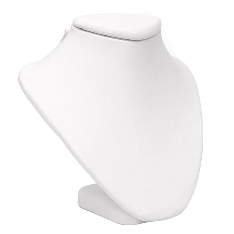 White Leatherette Jewelry Pendant Bust, 4-1/2" Tall