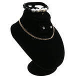 Black Velvet Necklace Bust Combination Stand - Watch, Ring & Earring Display