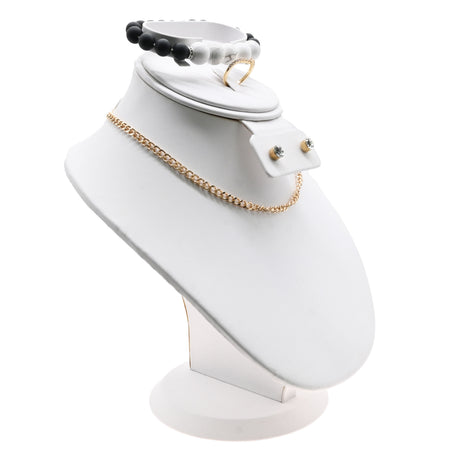 White Leatherette Jewelry Earring / Ring / Necklace / Bracelet Combination Bust