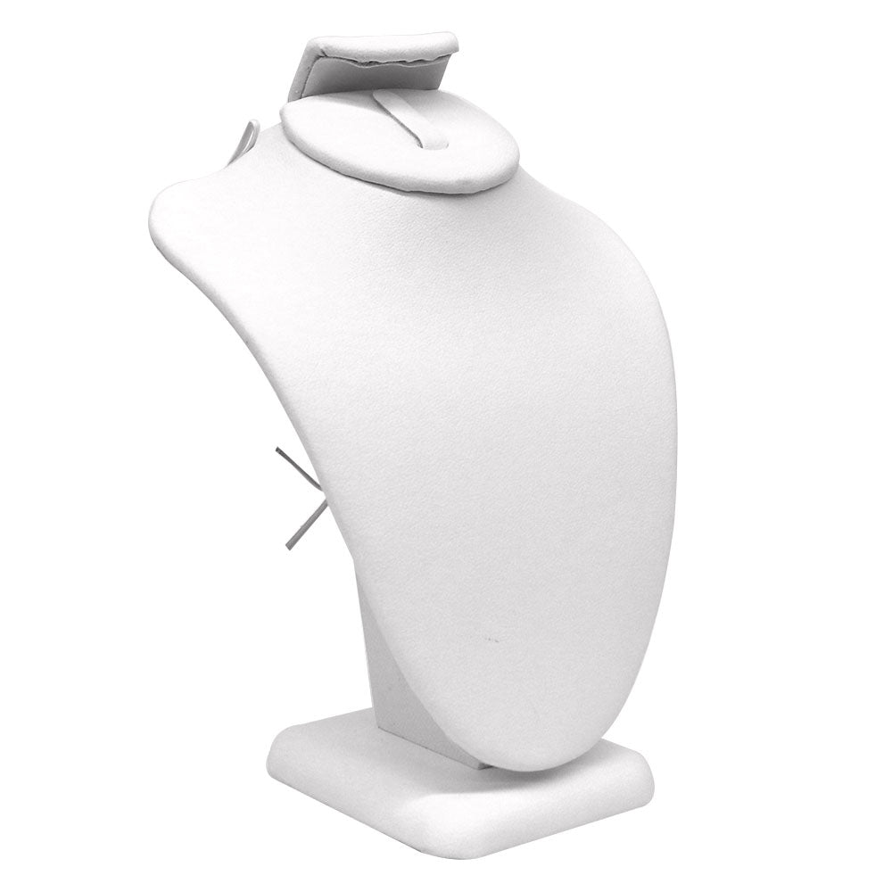 White Leatherette Jewelry Necklace / Ring / Earring Combination Bust