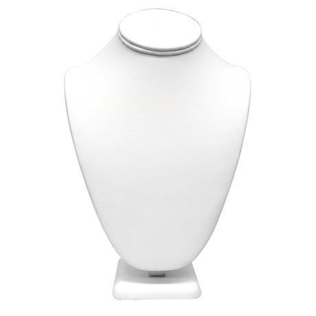 White Leatherette Jewelry Necklace Display Bust, 11" Tall