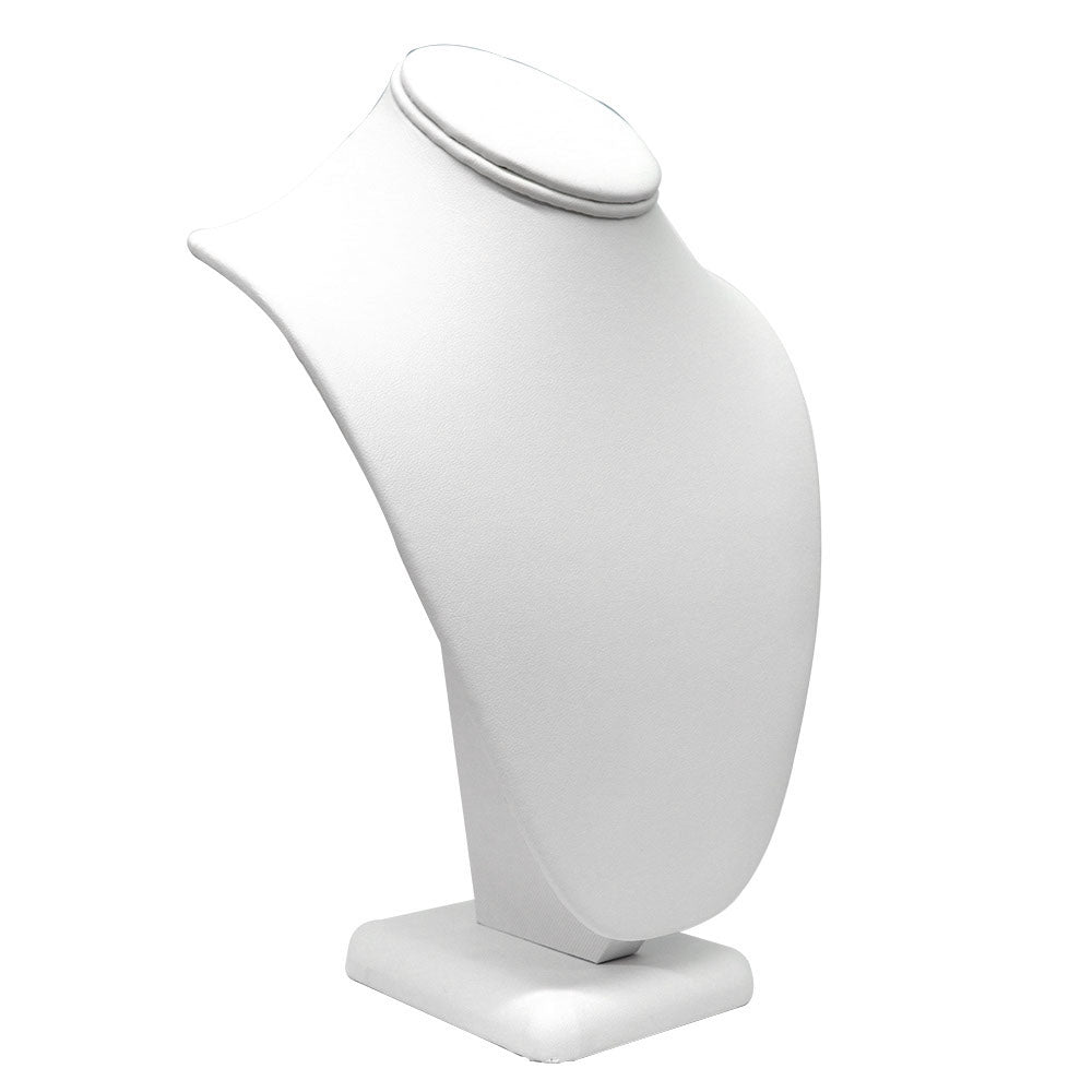 White Leatherette Jewelry Necklace Display Bust, 11" Tall