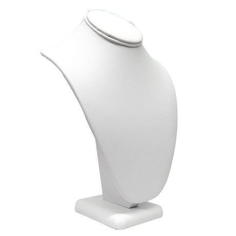 White Leatherette Jewelry Necklace Display Bust, 11" Tall