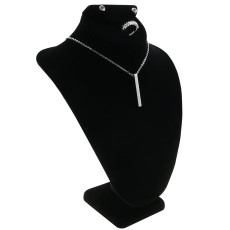 Black Velvet Necklace Bust Display, 11" Tall – Holds Necklace, Ring & Earrings